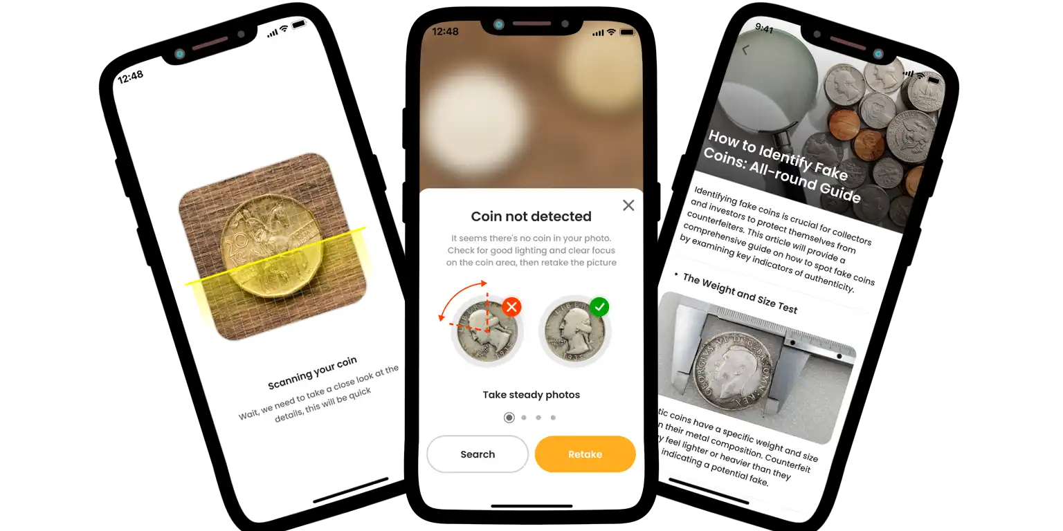 Screen from the Coin ID Scanner app.